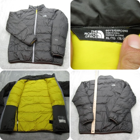 The North Face Andes Down Jacket Youth XL Gray 550 Fill Insulated Full Zip Puff - Picture 1 of 16
